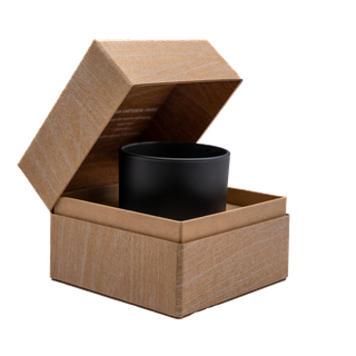 SCATOLA A COFANETTO Prototipo di scatola in cartoncino rivestita con carta sartoriale per candela