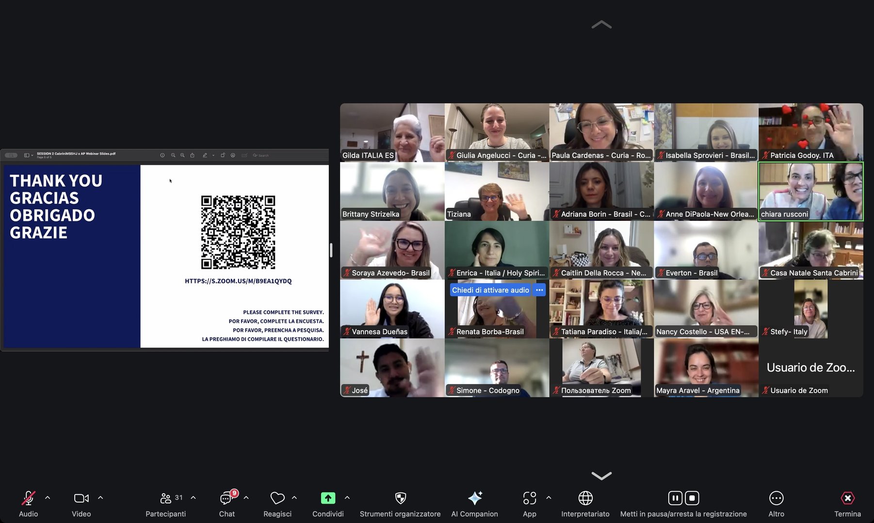 Primera reunión de formación en comunicación Cabrini.