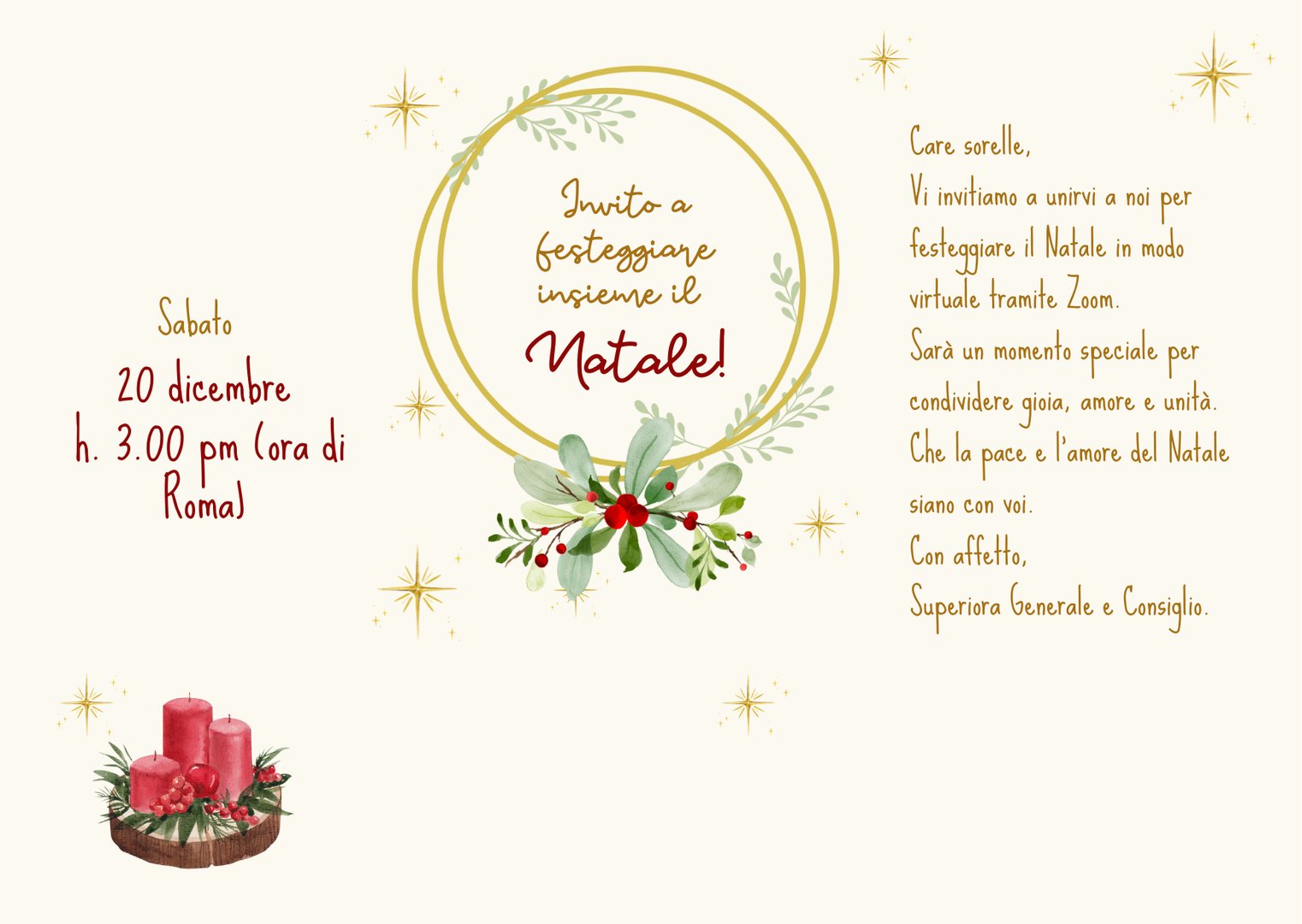 Incontro suore MSC per il Santo Natale su Zoom