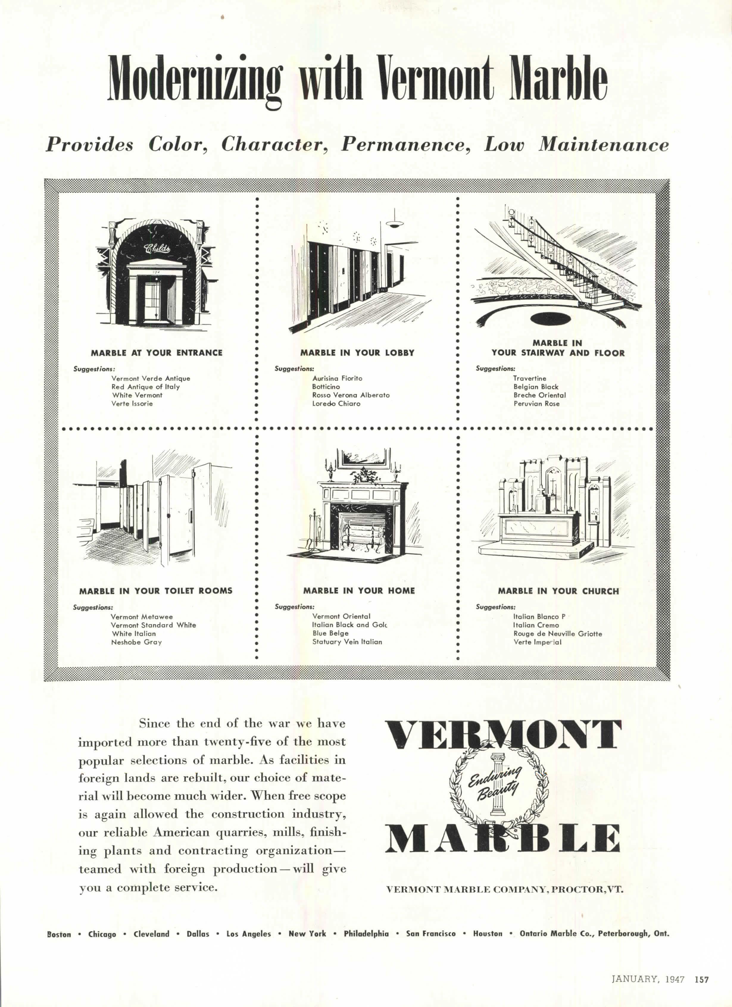 Advertising Vermont Marble Company on Progressive Architecture