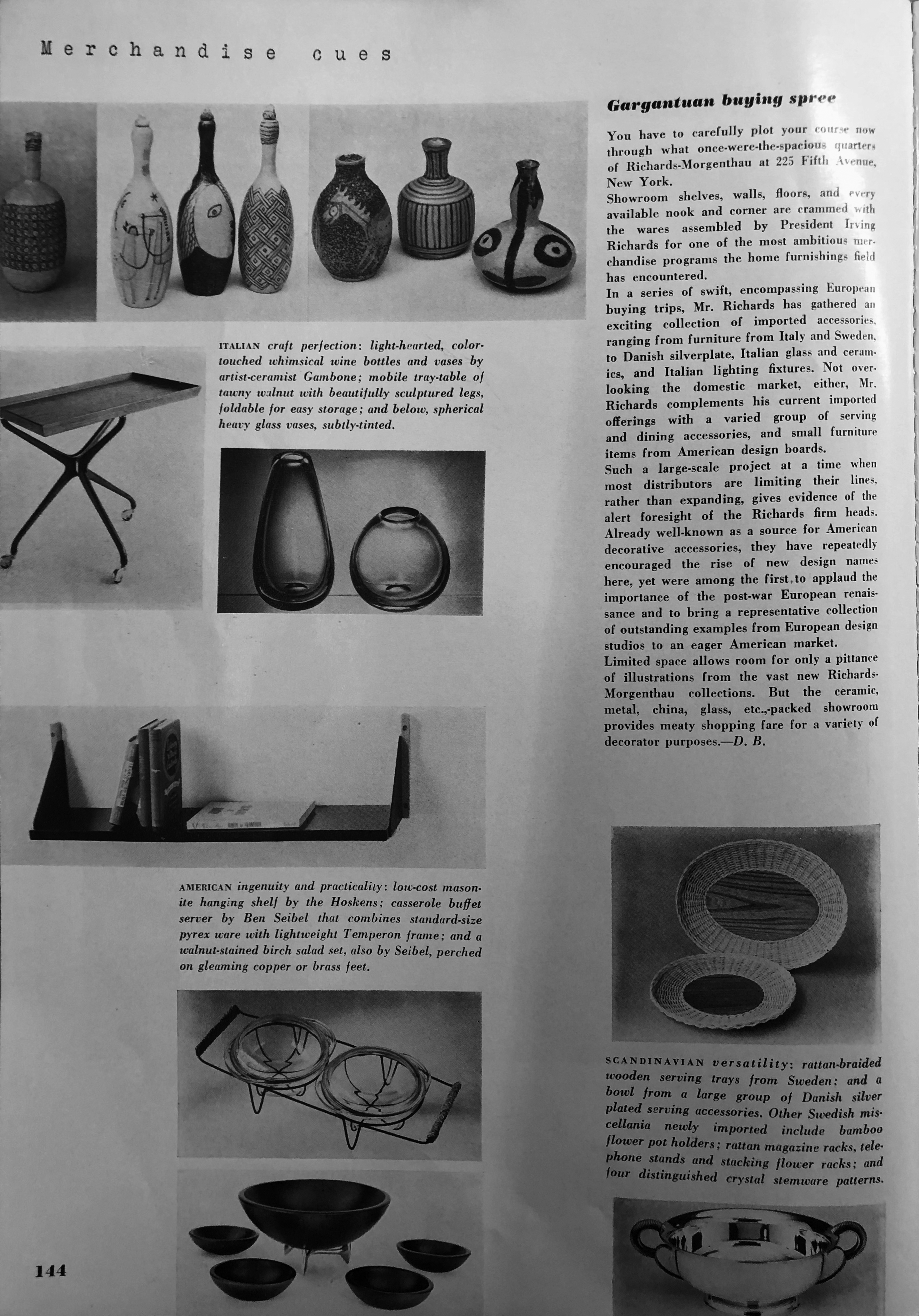 "Merchandise cues", then "Markets"